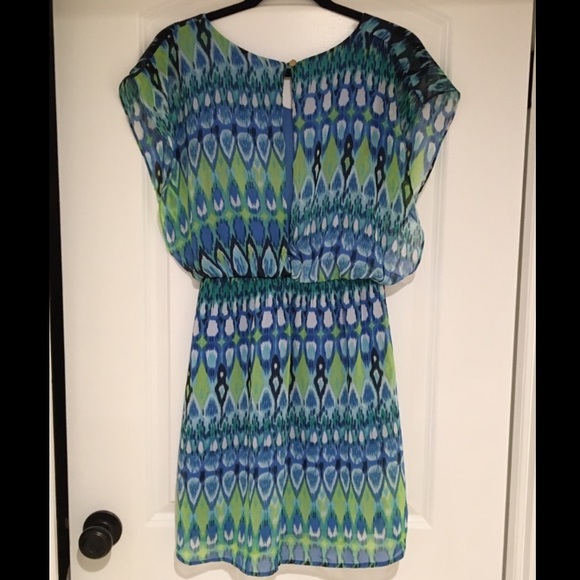 Francesca’s Blue and Green Multi Sundress - Picture 2 of 3